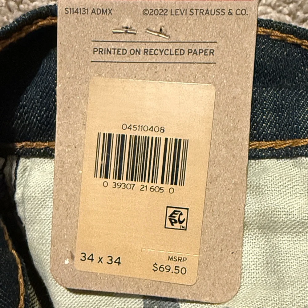 New 511 Slim Levi's Men's Dark Indigo Straight Jeans 34 x 34